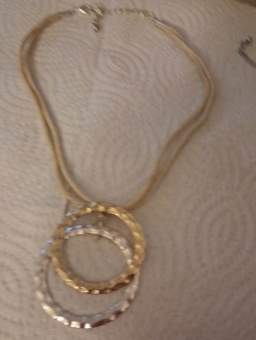 Two-Tone Gold & Silver Interlocking Ring Pendant Necklace